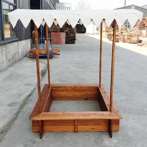 Großer Sandkasten aus Holz mit Baldachin und Deckel Outdoor Sandkasten für Strand und Terrasse von Generisch