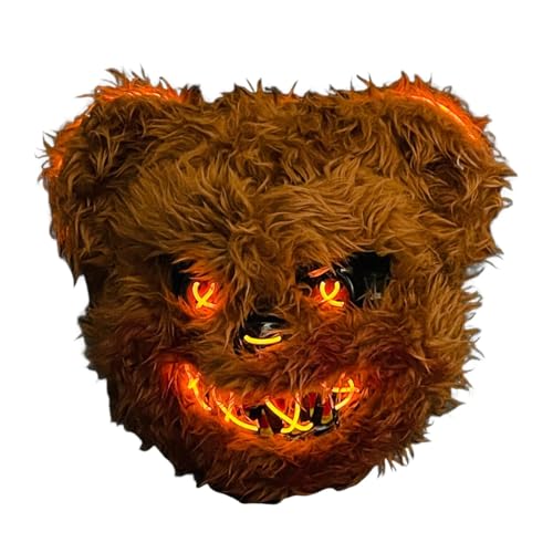 Gruseliges Halloween – Glow Animal Face Cover | Beleuchtete Tier-Gesichtsbedeckung, Gruselbär-Gesichtsbedeckung, verstellbares Halloween-Maskerade-Horrible-partyy-Maskenkostüm für Zubehör-Requisiten von Generisch