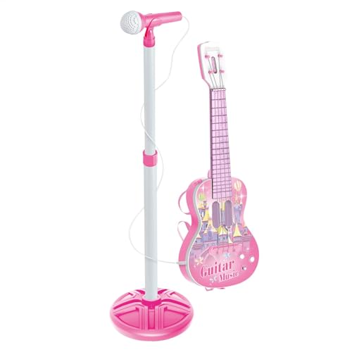 Guitar and Microphone Set Kids | Musical Toy Guitar | Music and Colorful Lights | Adjustable Electric Guitar Kit | Toy Instrument Set for Kids with Microphone von Generisch