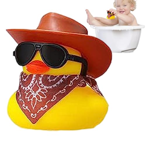 Gummienten Badespielzeug - Gummienten Badespielzeug | Badeente Spielzeug Auto Ornamente | Lustige Cowboy Ente Autozubehör | Cowboy Gummiente Mit Sonnenbrille | Enten Badespielzeug Schwimmer von Generisch