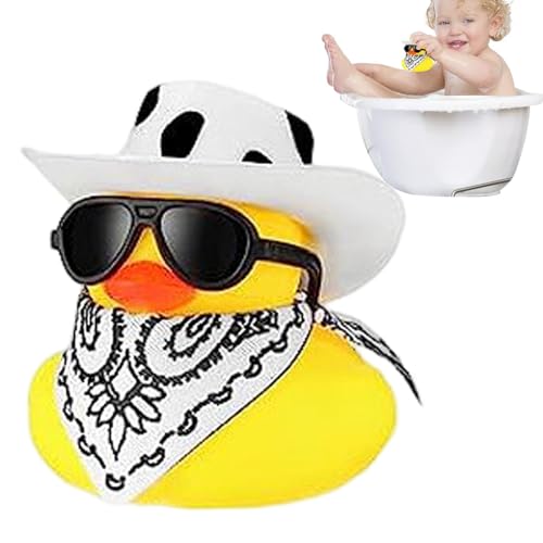 Gummienten Badespielzeug - Gummienten Badespielzeug | Badeente Spielzeug Auto Ornamente | Lustige Cowboy Ente Autozubehör | Cowboy Gummiente Mit Sonnenbrille | Enten Badespielzeug Schwimmer von Generisch