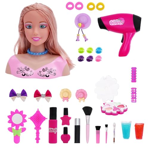 Haarstyling-Puppe, Styling-Kopf-Puppe, lockiges Haarstyling-Puppenkopf, afrikanischer Haarstyling-Puppenkopf, blondes Haarstyling-Puppenkopf, Puppenzubehör, Spielset für Kinder und Mädchen von Generisch