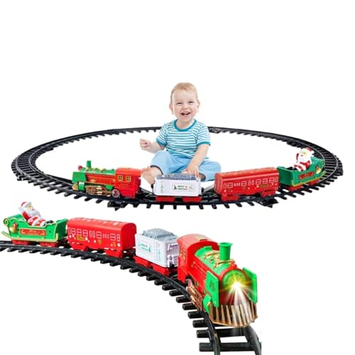 Hängendes Weihnachtszug-Set, Weihnachtszugspielzeug mit Licht und Ton, Hängende Weihnachtseisenbahn-Sets für „Around The Tree“, Zugspielzeug zum Aufhängen rund um den Weihnachtsbaum von Generisch