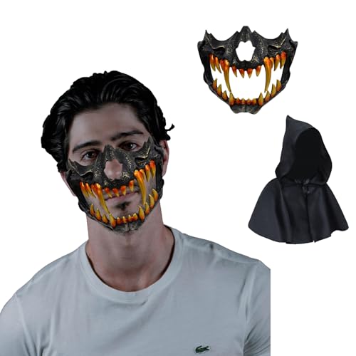 Generisch Halloween Totenkopf Wolf Therian Maske Halbmaske Horror Maske Cosplay Requisiten Erwachsene von Generisch