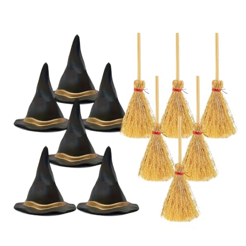Halloween Hut - Hexenbesen Caps | Kleine Schwarze Hexenhüte | Halloween Mini -Zaubererhüte | 1 Set Miniaturdekoration Besen Für Party Hochzeit Erwachsener Kinderpuppenhaus Baby Girls Geburts Halloween Hut - Hexenbesen Caps | Kleine Schwarze Hexenhüte | Halloween Mini -Zaubererhüte | 1 Set Miniaturdekoration Besen Für Party Hochzeit Erwachsener Kinderpuppenhaus Baby Girls Geburts von Generisch