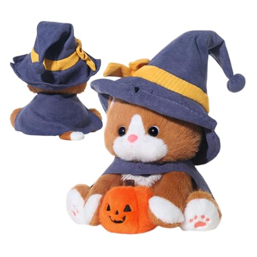 Halloween Katze Kuscheltier | Hexenkatze Mit Und Umhang - 25 cm Plüsch Kitten Kuscheltier Für Kinder Mädchen Geburtstag Halloween Party Wohnzimmer Sofa Schlafzimmer Bett Deko Halloween Katze Kuscheltier | Hexenkatze Mit Und Umhang - 25 cm Plüsch Kitten Kuscheltier Für Kinder Mädchen Geburtstag Halloween Party Wohnzimmer Sofa Schlafzimmer Bett Deko von Generisch