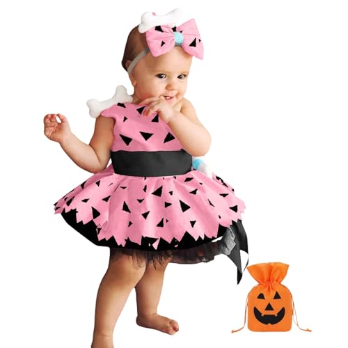 Halloween Kiesel Mädchen Baby Kostüm Kleid Feuerstein Kinder Neugeborenes Feuerstein Steinzeit Niedlicher Fancy Cosplay Party Outfit von Generisch