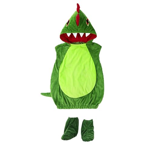 Halloween Kinder Cartoon Dinosaurier Tier Leistung Kostüm Cos Kleidung Kindergarten Leistung Kostüme Body Baby Mädchen Tier Strampler Winter Overall mit Kapuze Mädchen Bodys 62/68 (Green, 4-5 Years) von Generisch