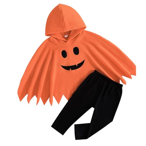 Halloween Kostüm Baby, Kürbis Kostüm Kinder, Junge Mädchen Halloween Umhang Cape mit Kapuze und Hose Orange Kürbiskostüm Kinder Zauberer Geistkostüm, Halloweenkostüm Outfit für Babys Halloween Kostüm Baby, Kürbis Kostüm Kinder, Junge Mädchen Halloween Umhang Cape mit Kapuze und Hose Orange Kürbiskostüm Kinder Zauberer Geistkostüm, Halloweenkostüm Outfit für Babys von Generisch