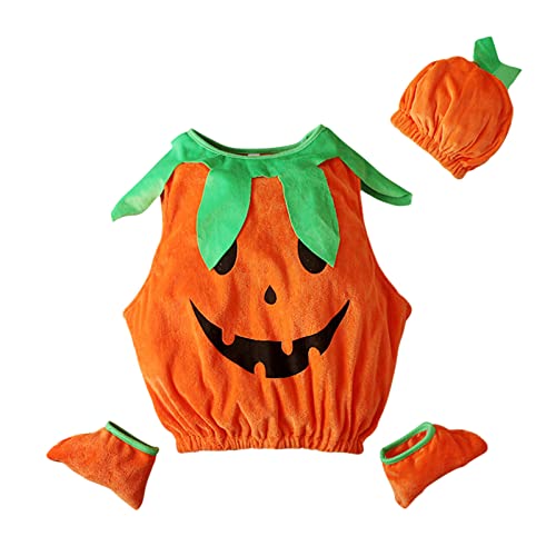 Halloween Kostüm - Baby Halloween Kürbis Kostüm, Halloween Baby Kleidung Jungen Mädchen Pumpkin Body Overall Pumpkin Top Outfit Kostüm Strampler Bodysuit Jumpsuit Sets für Neugeborenes 0-24 Monate von Generisch