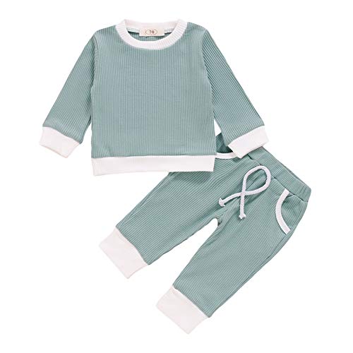 蹒跚学步的男婴女孩长袖纯色上衣+裤子套装 Halloween Kostüm Baby Junge (Green, 18-24 Months) von Generisch