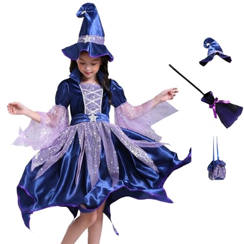 Halloween Kostüm Kinder - Halloween Kostüm Mädchen Hexenkostüm Karneval Cosplay Kostüme Baumwolle Set Kleid mit Mütze und Handtasche Verkleidung Mädchen Costume Kids Girls Fasching Festival Outfit Halloween Kostüm Kinder - Halloween Kostüm Mädchen Hexenkostüm Karneval Cosplay Kostüme Baumwolle Set Kleid mit Mütze und Handtasche Verkleidung Mädchen Costume Kids Girls Fasching Festival Outfit von Generisch