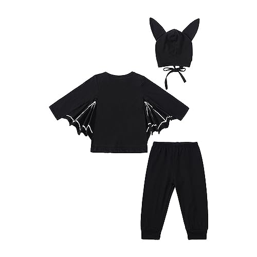 Halloween-Kostüm für Neugeborene, Babys, Jungen, Mädchen, Strampler, Jumpsuits+Mütze, Outfits für 2-jährige Jungen (Schwarz, 12–24 Monate) von Generisch