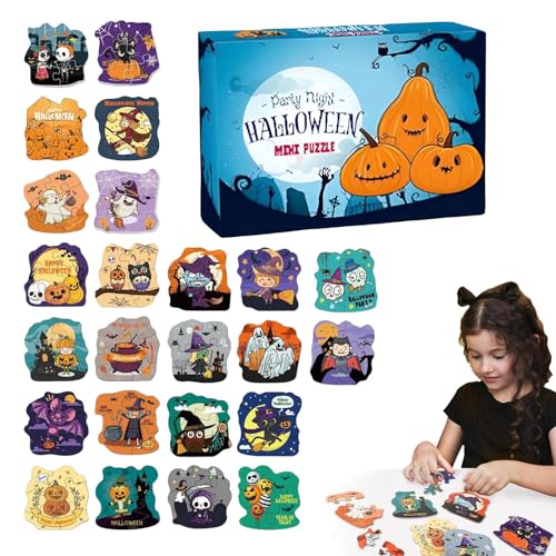 Halloween Mini-Puzzle-Set,Halloween Mini-Puzzles, Denksport-Puzzle, Puzzles für Kinder ab 3 Jahren, Puzzlespielzeug aus Papier, Partygeschenke, Belohnungstütenfüller für Klassenzimmer von Generisch