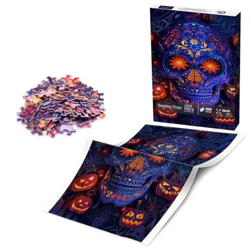 Halloween-Puzzle, Reise-Puzzlespiele, Lustiges Halloween-Schädel-Kunst-Puzzlespiel für, Lustiges Halloween-Rätsel-Brettspiel für, Mädchen, Kinder, Erwachsene von Generisch