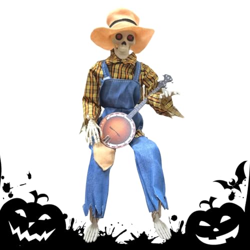 Halloween-Skelette, 50 cm, animiertes Halloween-Banjo-Skelett, gruselige Musik-Requisite mit verstellbaren Gelenken für Herbst, Rasen, Hof, Spukhaus Halloween-Skelette, 50 cm, animiertes Halloween-Banjo-Skelett, gruselige Musik-Requisite mit verstellbaren Gelenken für Herbst, Rasen, Hof, Spukhaus von Generisch