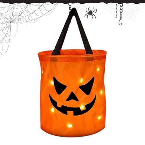 Halloween Süßigkeiten Eimer Leuchtend Halloween Tasche Tragetaschen Candy Tüten Candy Bags Halloween Candy Tüten Für Kinder Süßes Oder Saures Taschen Geschenktasche Für Halloween von Generisch