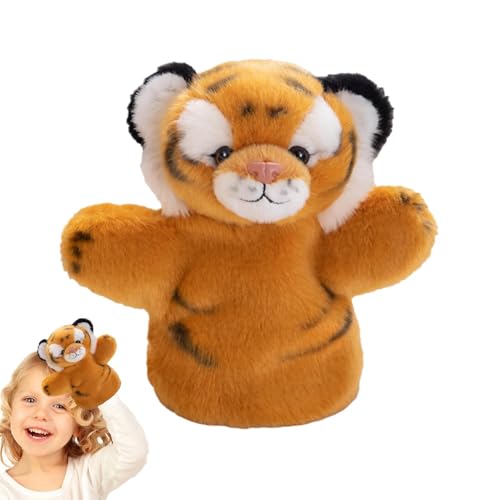 Hand Puppets, Plush Tiger Toddler Hand Puppets, Stuffed Animal Role-Play, Preschool Game Toy for Kids Boys & Girls, Perfect for Storytelling & Parties, 10 X 6 Inches, Yellow, 1 Pack von Generisch