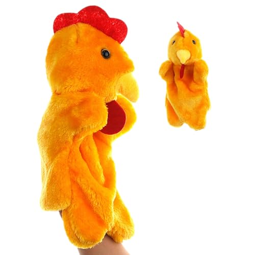 Handpuppe Huhn,Tierhandpuppen,Weiches Plüsch-Hühner-Handspielzeug - Cartoon-Tier-Stofftiere, weiche Hühnerpuppen, Requisiten, Spielzeug für und Mädchen von Generisch