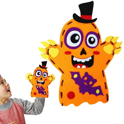 Handpuppen-Bastelspielzeug,Halloween-Handpuppen-Bastelset | Kinder-Geschichtenerzählpuppe, Kunsthandwerk, Spielzeug - Vlies-Nähset für Kinder zum Geschichtenerzählen, Halloween-Handpuppenspielzeug von Generisch