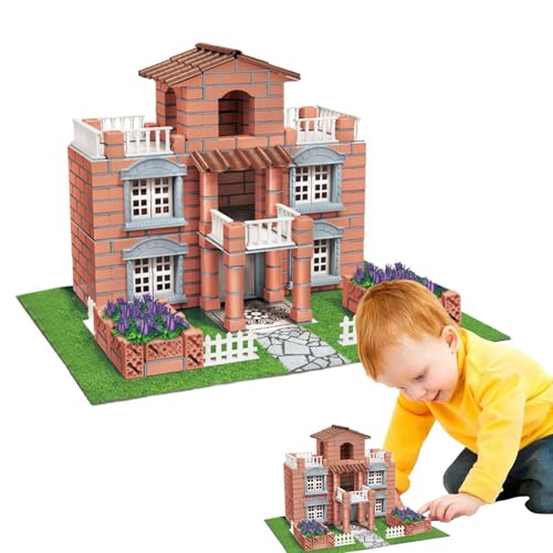 Hausbauset für Kinder, Hausbausatz - Bauspielzeug für Kinder - Kinder-Maurer-Ziegelzimmer-Spielzeug, realistisches Hausbau-Spielzeug, pädagogische Werkzeuge von Generisch