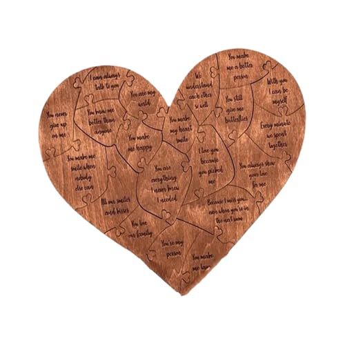 Heart Wooden Puzzle, Valentines Day 32 Reasons Puzzle, elegantes Holzherz Puzzle, Herzpuzzle für Festival Dekoration, 10,23 x 12,32 Zoll Wooden Heart Puzzle für Hochzeitsdekorationen von Generisch