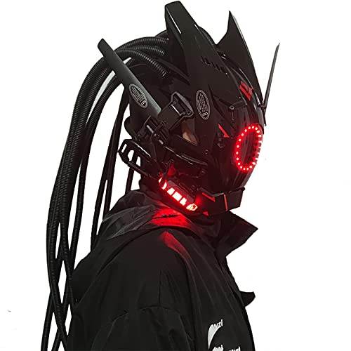 Herren Punk Maske Cosplay Stilvolle Geflochtene Leuchtende Runde Maske für Halloween, Partys, Festivals und Musikveranstaltungen von Generisch