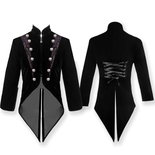 Herren Steampunk Kleidung Gothic Jacke Midi Klassisch Schwarz Frack Zweireihig Palast Gehrock Loose Viktorianische Hof Mantel Elegant Tuxedo Theater Performance-Kleidung Halloween Kostüm Herren Steampunk Kleidung Gothic Jacke Midi Klassisch Schwarz Frack Zweireihig Palast Gehrock Loose Viktorianische Hof Mantel Elegant Tuxedo Theater Performance-Kleidung Halloween Kostüm von Generisch