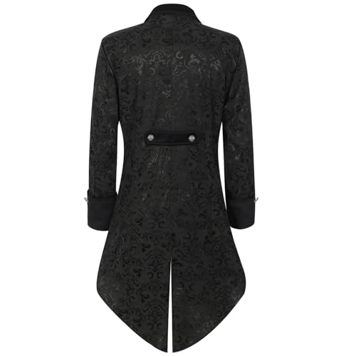 Herren Steampunk Tuxedo - Gothic Jacke Herren Midi Elegant Schwarz Frack Jacquard Retro Mittelalter Gehrock Viktorianische Hof Mantel Piraten Vampir Cosplay Kleidung Karneval Halloween Herren Steampunk Tuxedo - Gothic Jacke Herren Midi Elegant Schwarz Frack Jacquard Retro Mittelalter Gehrock Viktorianische Hof Mantel Piraten Vampir Cosplay Kleidung Karneval Halloween von Generisch