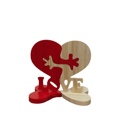 Herz Holz Kunst Puzzle 2025 Neueste Holz Herz Umarmung Ornamente Puzzle,Herz-Puzzle-Skulpturen als Schreibtisch-Ornament,Weihnachten Valentinstag Hochzeit für Paare Freunde von Generisch