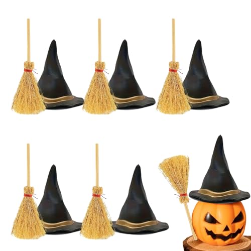Hexenhut - Halloween Mini Besen Für Kinder | EIN Set Party Deko Für Geburtstag Kleinkinder Erwachsene Hochzeit Puppenhaus Hexenhut - Halloween Mini Besen Für Kinder | EIN Set Party Deko Für Geburtstag Kleinkinder Erwachsene Hochzeit Puppenhaus von Generisch