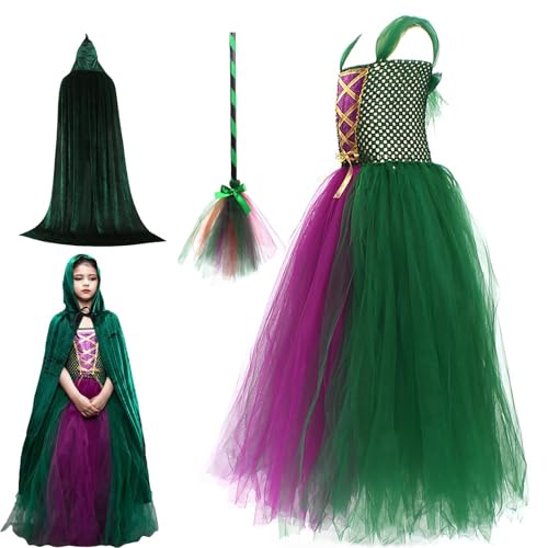 Hexenkostüm für Mädchen | Kinder Halloween Witch mit Besen und Cape | Cosplay -Maskerade -Outfit, Partybühnenkarneval -Vorräte, Abschlussball Performance mit Themenveranstaltungen, Kostümkleidun Hexenkostüm für Mädchen | Kinder Halloween Witch mit Besen und Cape | Cosplay -Maskerade -Outfit, Partybühnenkarneval -Vorräte, Abschlussball Performance mit Themenveranstaltungen, Kostümkleidun von Generisch