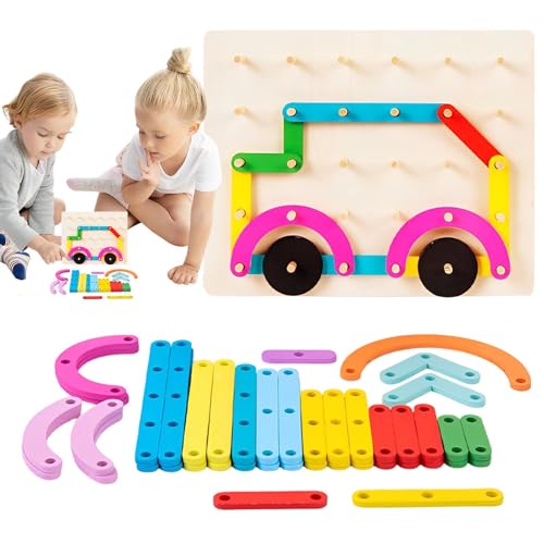 Hölzerne Peg -Board -Puzzle, Farbstift -Matching -Spiel - Stapelformen Pegboard Toys - Kreative Blöcke für kleine Flexible Säulensortierspiel für die Sortierung von Kolumnen von Generisch