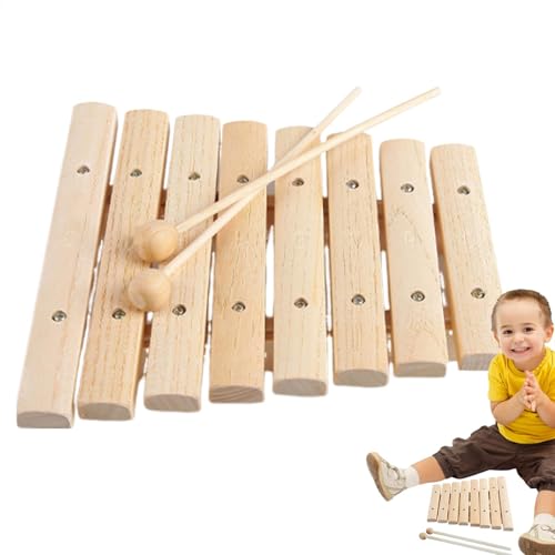 Hölzerne Schlaginstrumente für Kinder, Musikspielzeug in neutralen Farben für Kleinkinder, Präzises Tuning-Trommel- und Percussion-Spielzeug für Kinder, Boho-Xylophon mit 8 Tönen, sicher für Kinder, u von Generisch