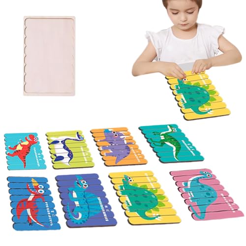 Hölzerne Tierrätsel, Puzzle-Set mit Tiermotiven | Lustiges sensorisches Spielzeug,8X hölzerne Kinder Reisespiele, Feinmotorik -Lernwerkzeug für, Mädchen von Generisch