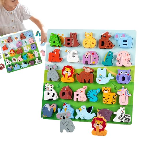 Holz-Alphabet-Tierpuzzles, Tier-Alphabet-Matching-Spiel - Buchstabenspiel-Matching-Puzzle | Holz-Alphabet-Puzzle für Kinder, Mädchen, von Generisch