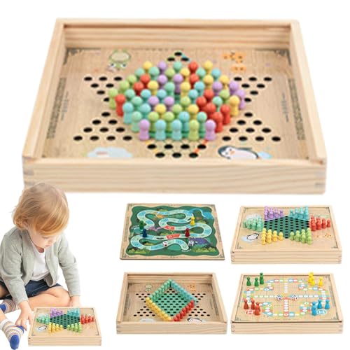 Holz-Dame-Brettspiel, Familienbrettspiele, Partyspiele,Familienspaß-Holzstrategiespiel | Tragbares chinesisches Dame-Spielset aus Holz für Kinder, Erwachsene, Frauen und Männer von Generisch