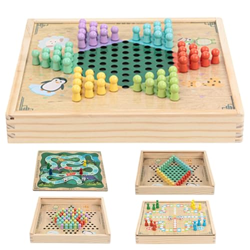 Holz-Dame-Brettspiel, Familienbrettspiele, Partyspiele - Wood Family Brettspiel für strategische Köpfe | Traditionelles chinesisches Brettset aus Holz, lustiges Strategiespiel für Mädchen und Freunde von Generisch