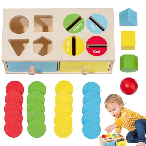 Holz-Farbform-Sortierkasten-Spiel, Farbform-Sortierspielzeug,Form- und farblich passendes Spielzeug mit Box - Einfach zu organisierendes Farblernspielzeug für Kleinkinder für Kindergarten und Kinderta von Generisch