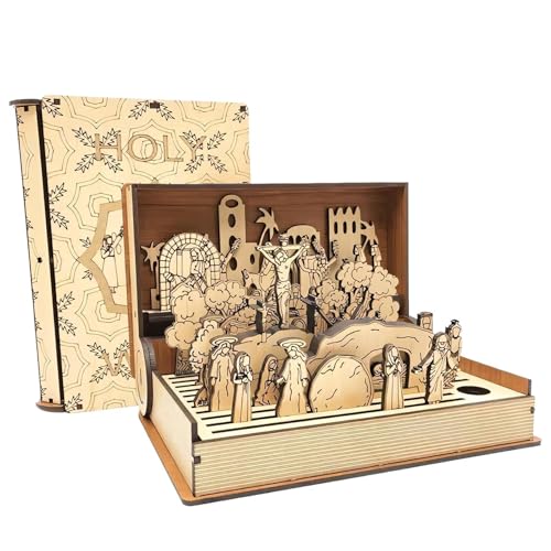 Holz Holy Week Book Playset - Osterreaktionsszene dekors, Diys Osterbuch Kit, Holy Week Keepsake Geschenk, handgefertigte Familienheimdekoration von Generisch