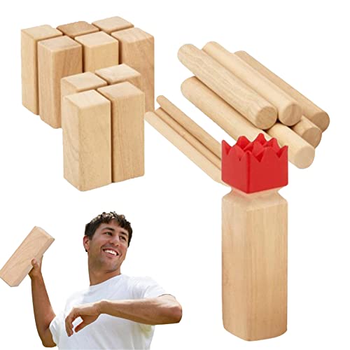 -Holz-Set,Pinewood Spielset | Astfreies Hartholz-Familien-Hinterhof-Riesenrasen Wikinger-Schachspiel-Set Outdoor-Wurfspiel von Generisch