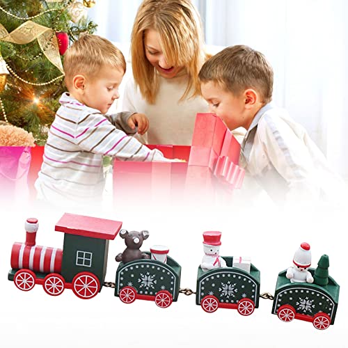 Holz Weihnachtszug Deko Weihnachten Mini Zug Eisenbahn Weihnachtsdeko Xmas Party Tischdeko Festliche Rentier Ornament Dekoration Kind Geschenke Weihnachtsspielzug von Generisch