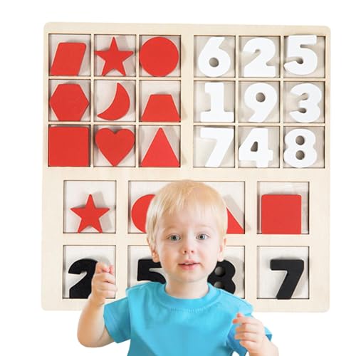 Holz-Zahlenform-Blockspielzeug,Zahlen- und Form-Holzpuzzle - Zahlenform-passendes Puzzle-Spielzeug,Sehr gut spielbares Vorschul-Lernspielzeug für Zuhause, im Freien, in der Schule und auf Reisen von Generisch