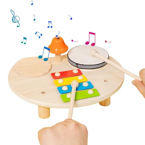 Holz- und Metall-Xylophon mit Schaber, Glocke, Glockentrommel und Klopfstäbe für Musikspiele Holz- und Metall-Xylophon mit Schaber, Glocke, Glockentrommel und Klopfstäbe für Musikspiele von Generisch