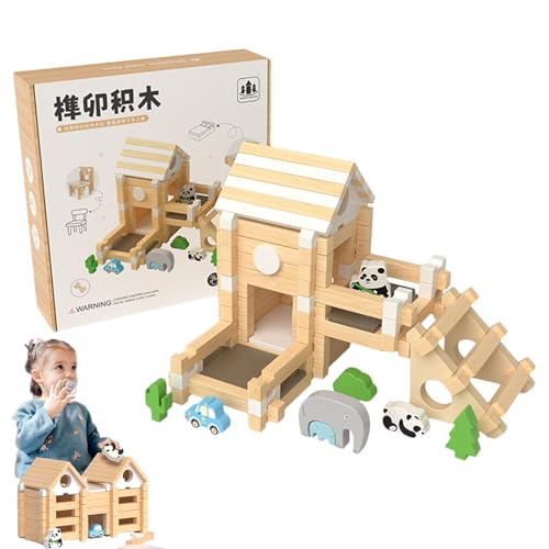 Holzbausteine-Set, Holzspielzeugblöcke für Kinder - Kleinkind Naturholzblock Lernspielzeug | -Spielzeug für Kinder ab 3 Jahren, kreative Bausteine, Stapelspielzeug, verbessern räumliche Vorstellungen von Generisch
