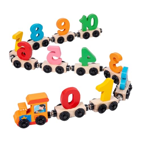 Holzeisenbahn magnetisch,Holzmagneteisenbahn | Digitale Spielzeugeisenbahn für Kinder - Buntes Lerneisenbahn-Set, Set mit 12 Zugspielzeugen für 1–3 Jahre alte Kinder, Vorschul-Lernspielzeug von Generisch