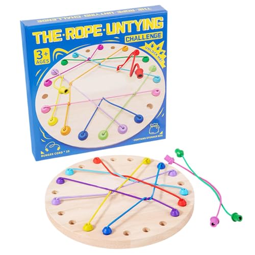 Holzfadenspielzeug, Seilpuzzlespiel - Interaktive Strategie Brettspiel Untying Rope Challenge - Schnürung entwirftes Spielzeug, pädagogisches Schnürung Spielzeug für Erwachsene, Kinder von Generisch