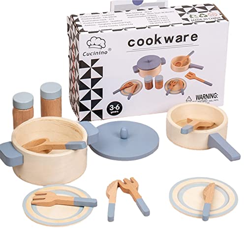 Holzküchenspielzeug - Trep Kitchen Toys | Holzkochspielzeug, 10 Stücke Kochsimulation Bildungsspielzeug Für Kleinkinder Und Mädchen Accessoires von Generisch