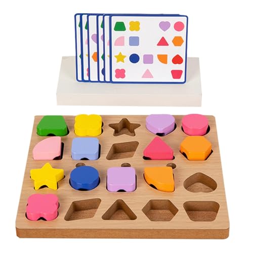 Holzperlen-Sequenzierungsspielzeug-Set, Holzform-Matching-Spiel,Farbformsortierer, stapelbar, passende sensorische Spielzeuge - Holzspiel für Kleinkinder zur Form- und Farbanpassung für Kleinkinder ab von Generisch