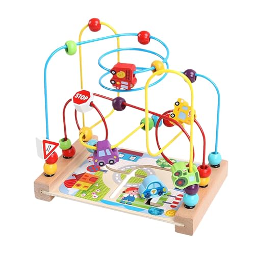 Holzperlenlabyrinth, Perlenspielzeug Bunte Achterbahn | Spielzeug Bead Holzlabyrinth Untersetzer Roller | Perlenlabyrinth-Aktivitätswürfel, sensorisches Spielzeug, pädagogisches Labyrinth-Pe von Generisch